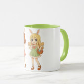 かわいいアニメのイースターうさぎの女の子 マグカップ (正面右)