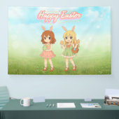 かわいいアニメのイースターバニーガール 横断幕 (トレードショー)