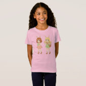 かわいいアニメのイースターバニーガール Tシャツ (正面フル)