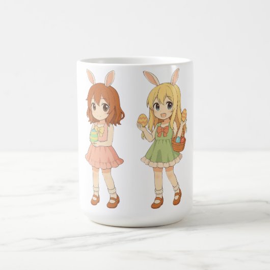かわいいアニメのイースターバニー女子 コーヒーマグカップ (中央)