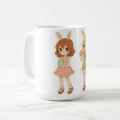 かわいいアニメのイースターバニー女子 コーヒーマグカップ (正面左)