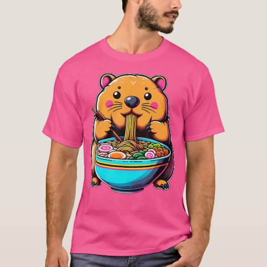 かわいいアニメのウォムバットラーメン Tシャツ (正面)