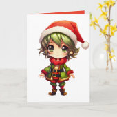 かわいいアニメのエルフ カード (黄色い花)