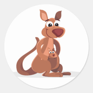 かわいいアニメのカンガルー ラウンドシール