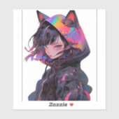 かわいいアニメのキャットガール シール (シート)