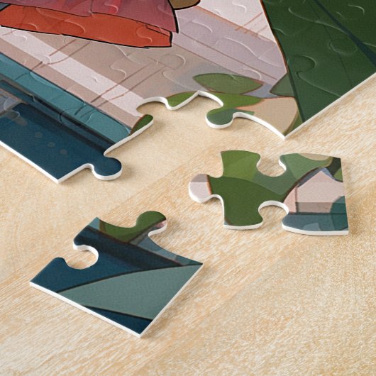 かわいいアニメのキャットガール ジグソーパズル (側面)