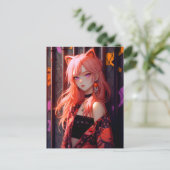 かわいいアニメのキャットガール ポストカード (スタンド正面)