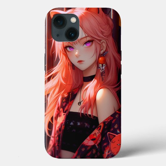 かわいいアニメのキャットガール Case-Mate iPhoneケース (裏面)