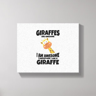 かわいいアニメのキリン柄Tシャツ キリン好きな人用 キャンバスプリント