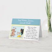 かわいいアニメのクマが友だちの詩をじきに楽しむ カード (正面)