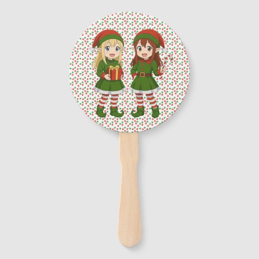 かわいいアニメのクリスマスエルフ ハンドファン (正面)