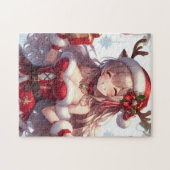 かわいいアニメのクリスマスガール ジグソーパズル (横)