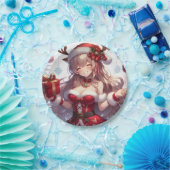 かわいいアニメのクリスマスガール ペーパープレート (パーティー)