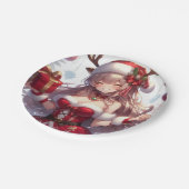 かわいいアニメのクリスマスガール ペーパープレート (アングル)