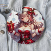 かわいいアニメのクリスマスガール 缶バッジ (インサイチュ)