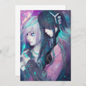 かわいいアニメのグラフィック 招待状 (正面/裏面)