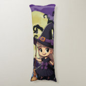 かわいいアニメのハロウィンの魔女 ボディピロー (正面縦)