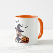 かわいいアニメのハロウィーンの魔女 マグカップ (正面右)