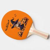 かわいいアニメのハロウィーンの魔女 卓球ラケット (横)