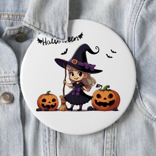 かわいいアニメのハロウィーンの魔女 缶バッジ (インサイチュ)