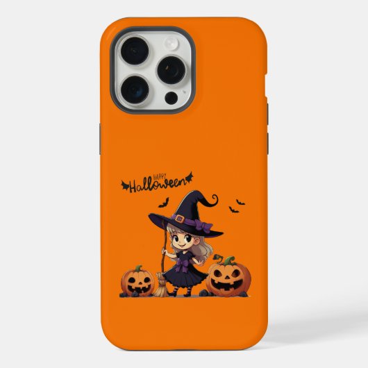 かわいいアニメのハロウィーンの魔女 iPhoneケース (裏面)