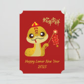 かわいいアニメのヘビと花火の中国新年 シーズンカード (スタンド正面)