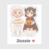 かわいいアニメのミイラと吸血鬼の女の子 シール (シート)
