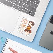 かわいいアニメのミイラと吸血鬼の女の子 シール (ノートパソコンとiPhone)