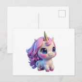 かわいいアニメのユニコーン ポストカード (正面/裏面)
