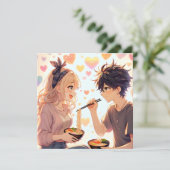 かわいいアニメのラーメンうどんの駄洒落バレンタインデーの写真 シーズンカード (スタンド正面)