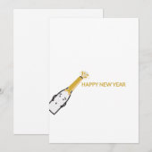 かわいいアニメのワインボトルと　ハッピー ニュー イヤー シーズンカード (正面/裏面)