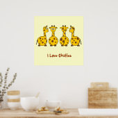 かわいいアニメの動物の子ども達が大好きおもしろい ポスター (キッチン)