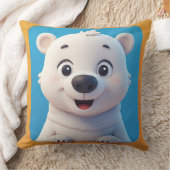 かわいいアニメの北極クマのキャラクター クッション (ブランケット)