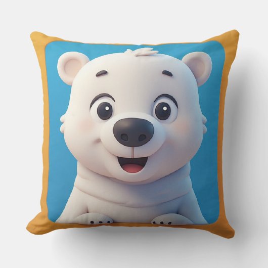 かわいいアニメの北極クマのキャラクター クッション (正面)