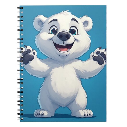 かわいいアニメの北極クマのキャラクター ノートブック (正面)