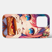 かわいいアニメの女の子がピーナッツバターとジェリーを食べている Case-Mate iPhoneケース (裏面 (横))