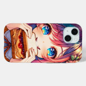 かわいいアニメの女の子がピーナッツバターとジェリーを食べている Case-Mate iPhoneケース (裏面 (横))