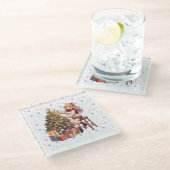 かわいいアニメの女の子が木を飾る ガラスコースター (アングル)