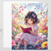 かわいいアニメの女の子が本を読む (正面/裏面)