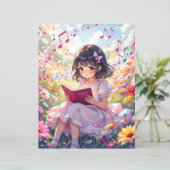 かわいいアニメの女の子が本を読む (スタンド正面)