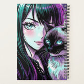 かわいいアニメの女の子とシャム猫 プランナー手帳 (裏面)