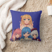 かわいいアニメの女の子のイラスト クッション (ブランケット)