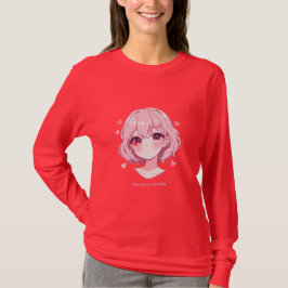 かわいいアニメの女の子のバレンタインスウェットシャツ Tシャツ