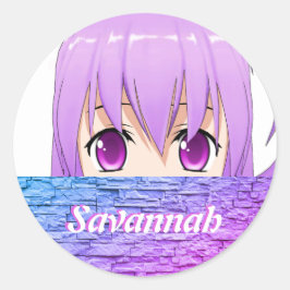 かわいいアニメの女の子の名前ステッカー スイート ピンク ラウンドシール