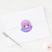 かわいいアニメの女の子の名前、かわいい、ピンク、スイート ラウンドシール (封筒)