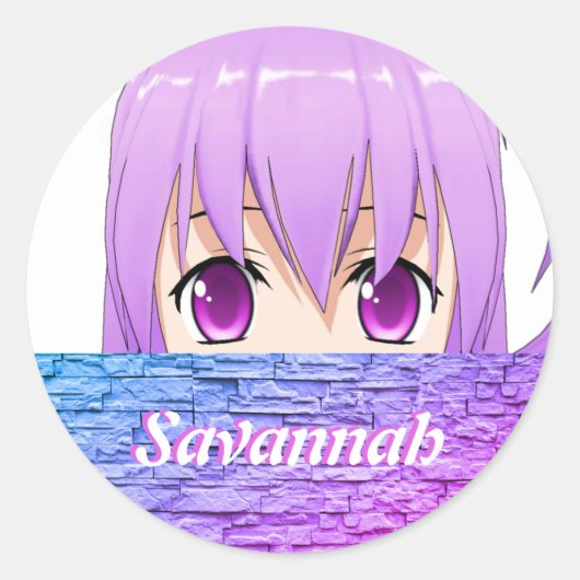 かわいいアニメの女の子の名前、かわいい、甘い、ピンク ラウンドシール (正面)