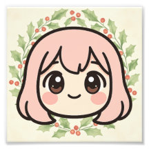 かわいいアニメの女の子の木製壁掛けアート