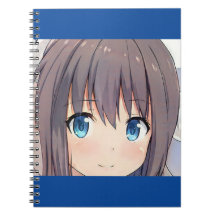 かわいいアニメの女の子の茶色の髪の青い目のマンガ子猫