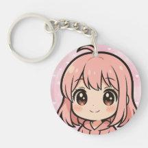 かわいいアニメの女の子の顔のキーチェーン