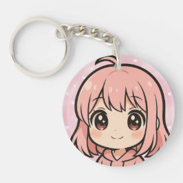 かわいいアニメの女の子の顔のキーチェーン キーホルダー